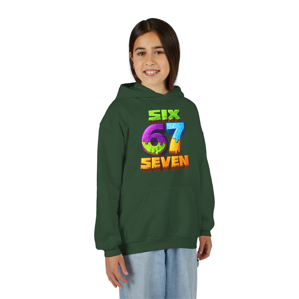 Youth Hoodie — Colorful "Six 67 Seven" Gamer Logo Pullover
