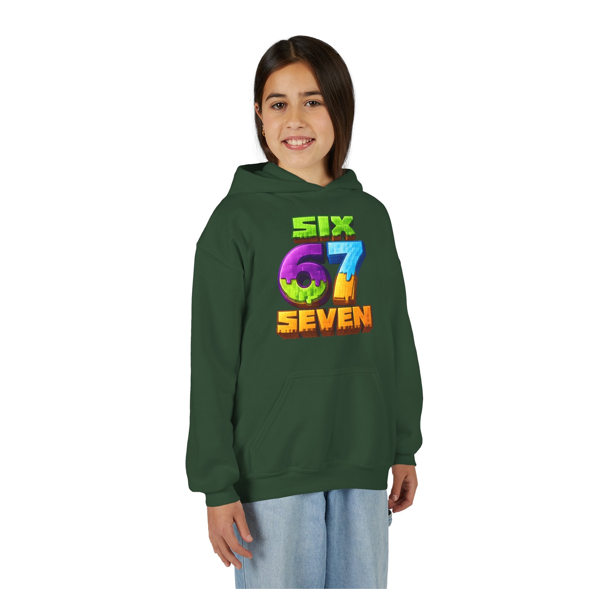 Youth Hoodie — Colorful "Six 67 Seven" Gamer Logo Pullover