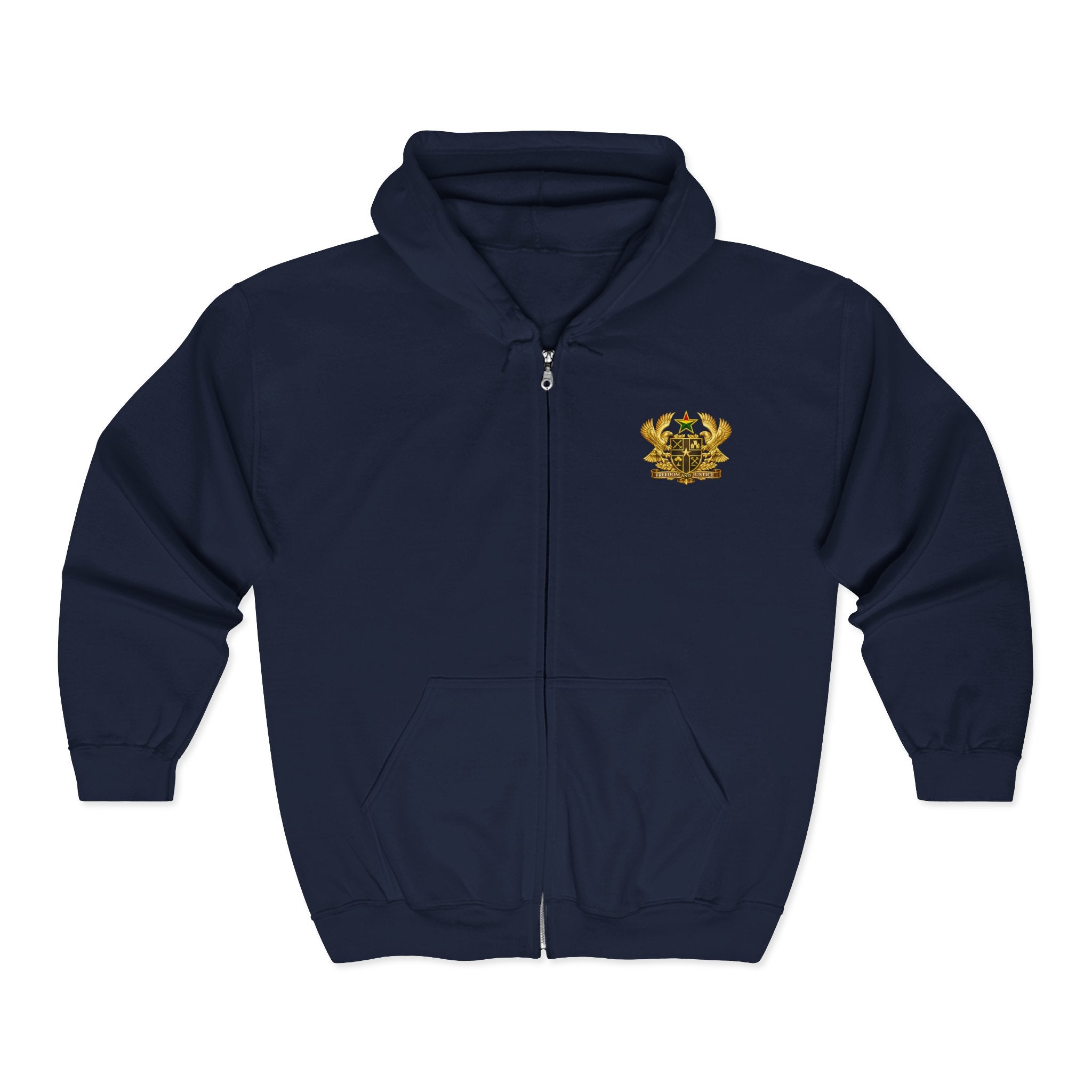 Ghana Gold Crest Zip Hoodie – Freedom and Justice Full-Zip Sweatshirt