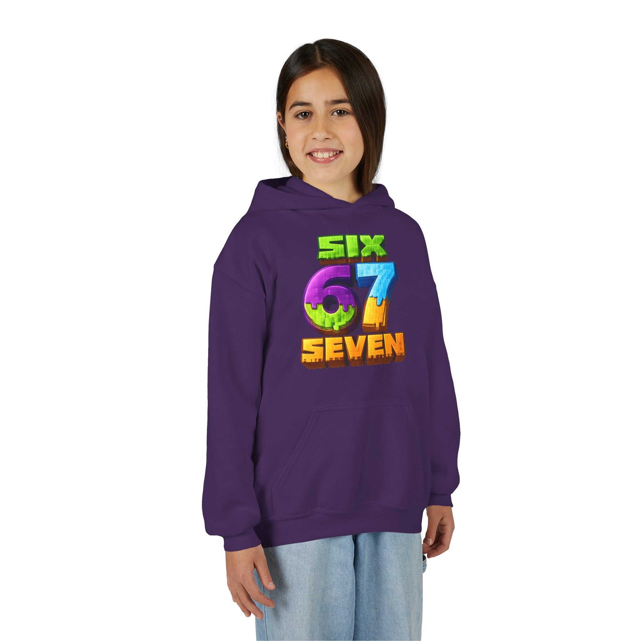 Youth Hoodie — Colorful "Six 67 Seven" Gamer Logo Pullover