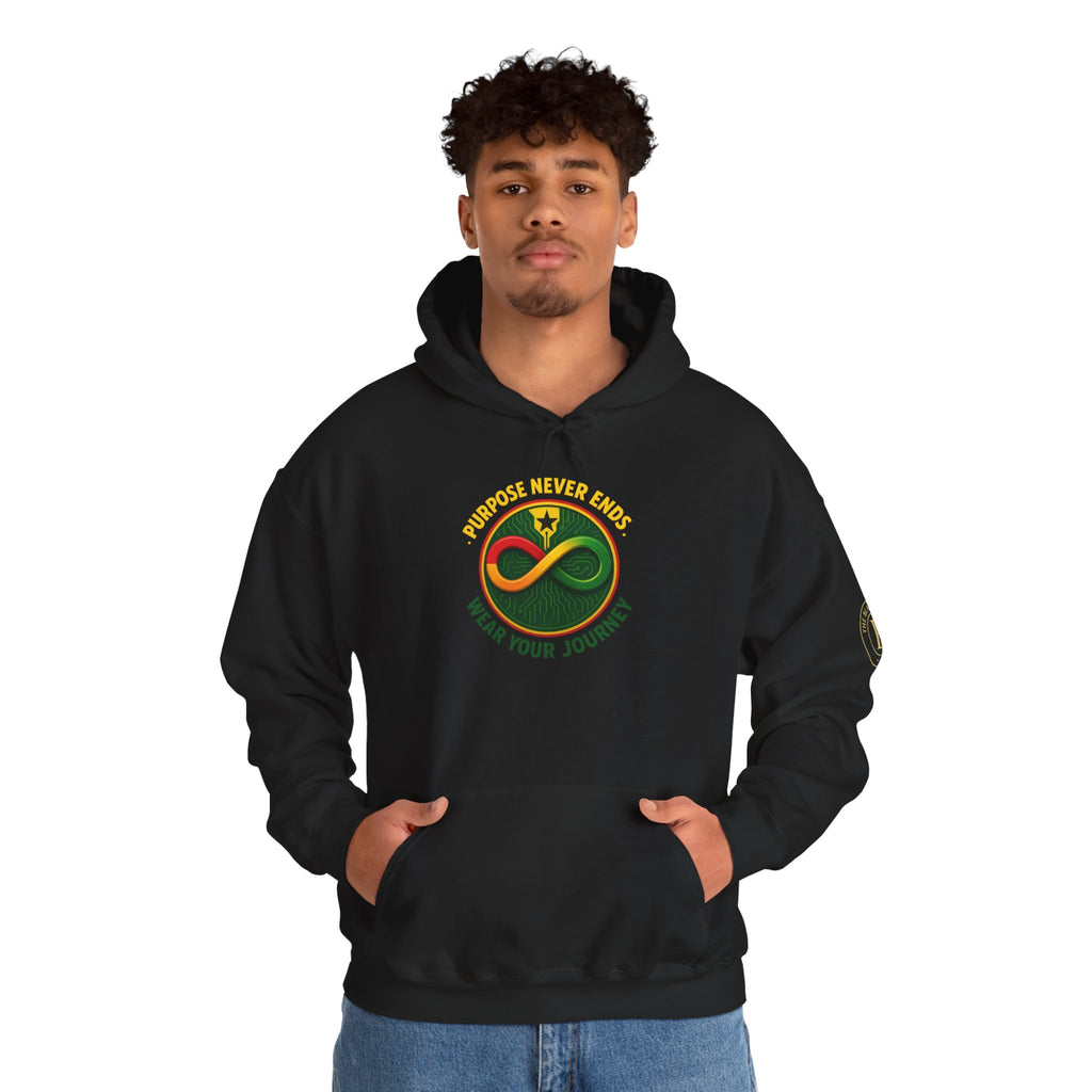 Hoodie-Progress Never Ends, Wear Your Journey” Infinity Emblem hoodie by The Blay Brand