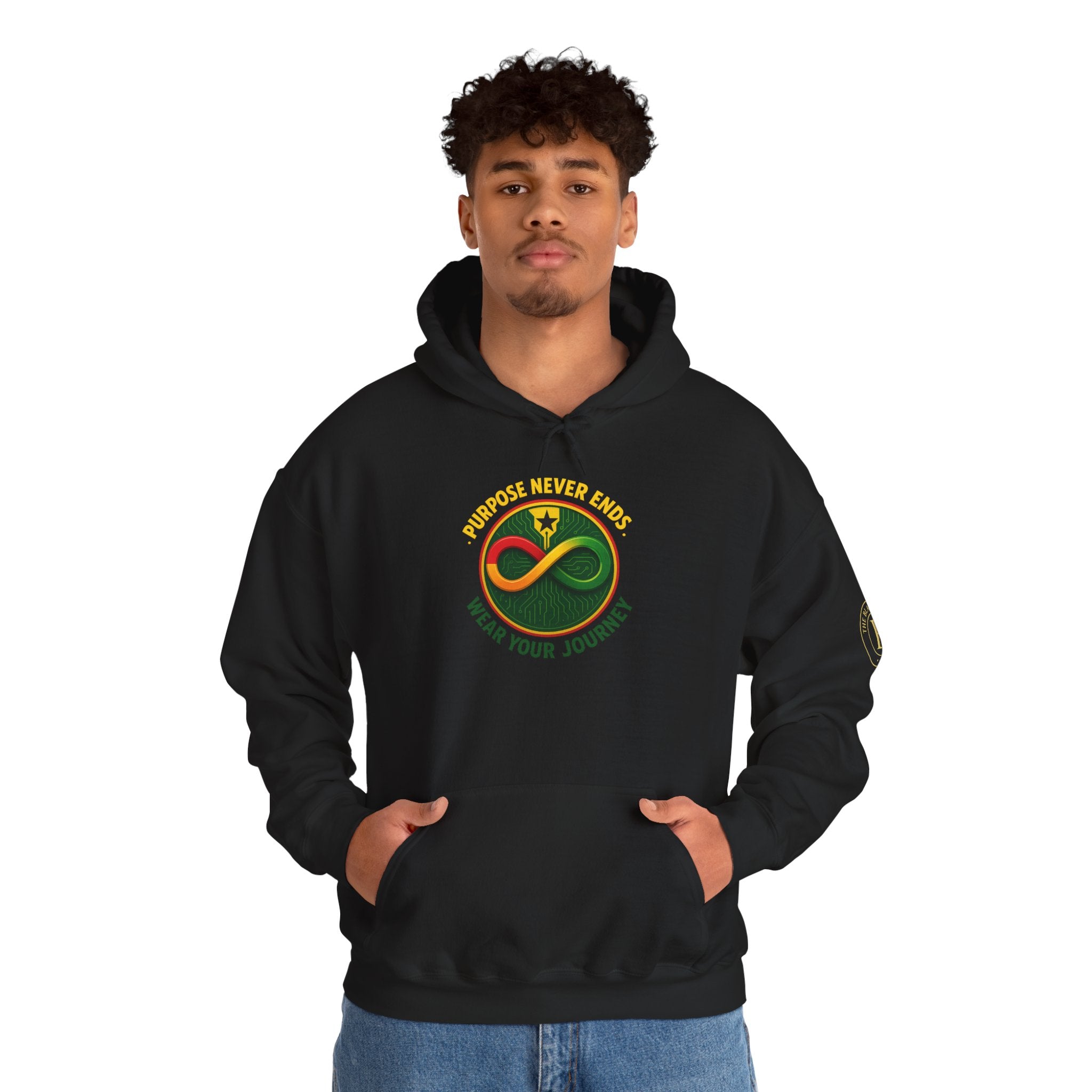 Hoodie-Progress Never Ends, Wear Your Journey” Infinity Emblem hoodie by The Blay Brand