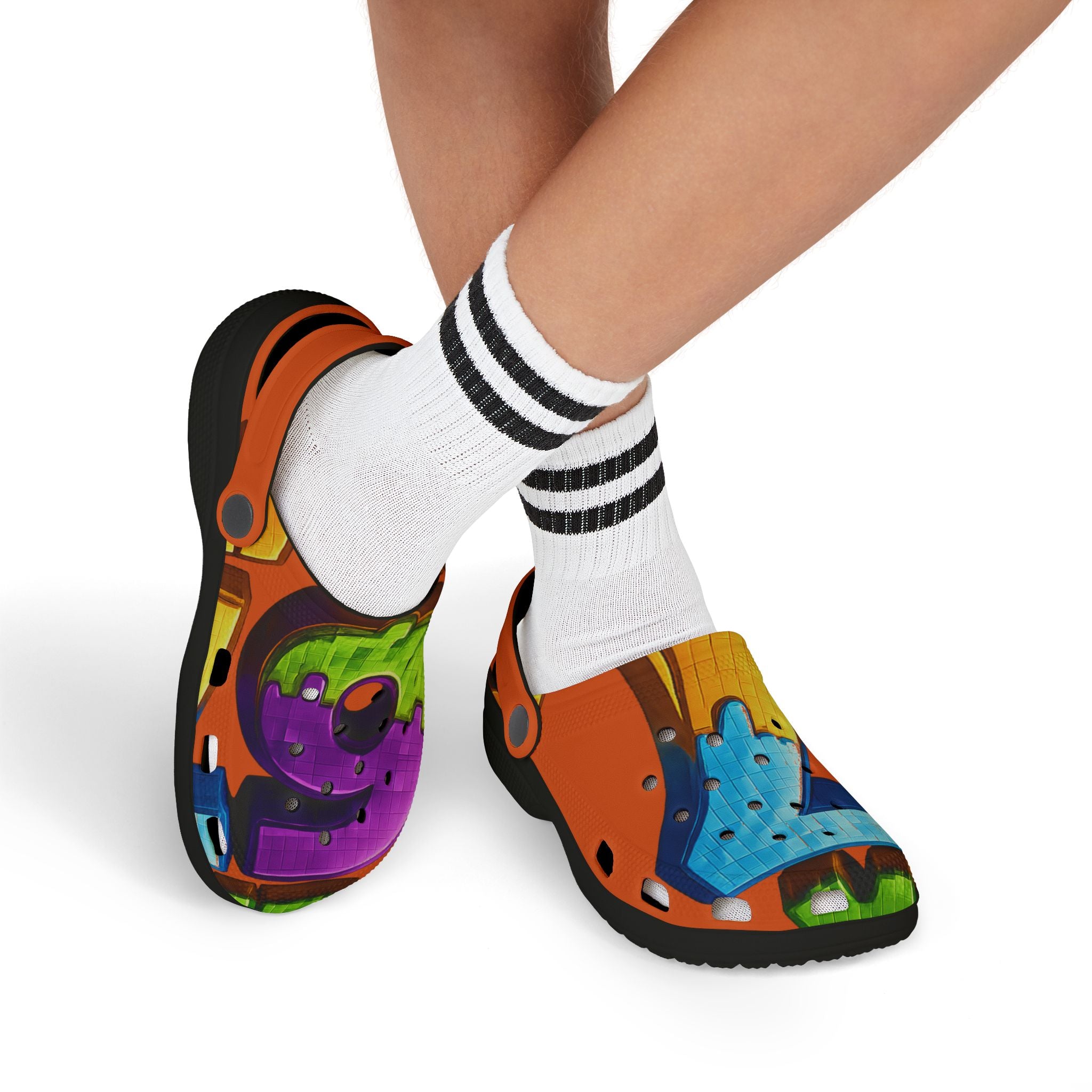 Kids Graffiti Number Clogs — Colorful EVA Foam Slip-Ons