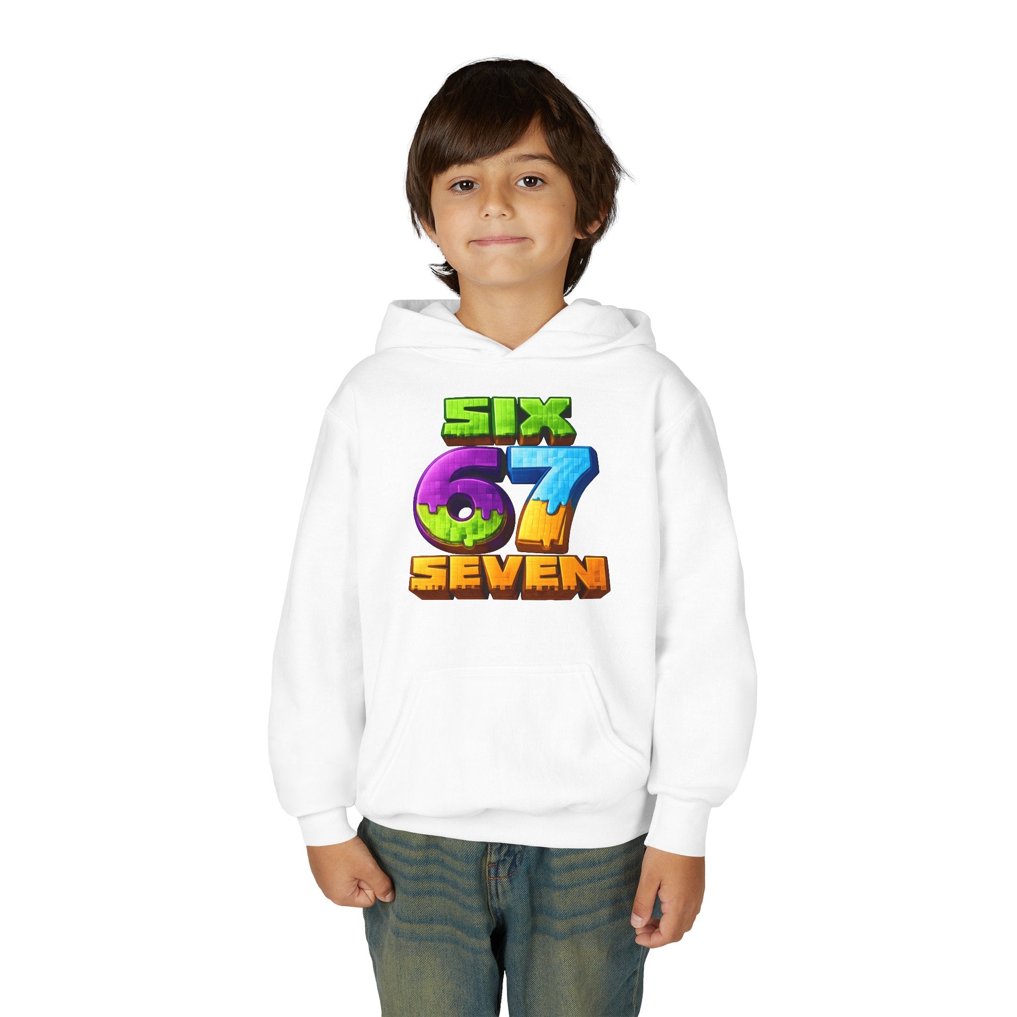 Youth Hoodie — Colorful "Six 67 Seven" Gamer Logo Pullover