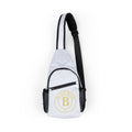 Minimalist Monogram Chest Bag — White Sling Crossbody with Gold 'B' Logo | The Blay Brand