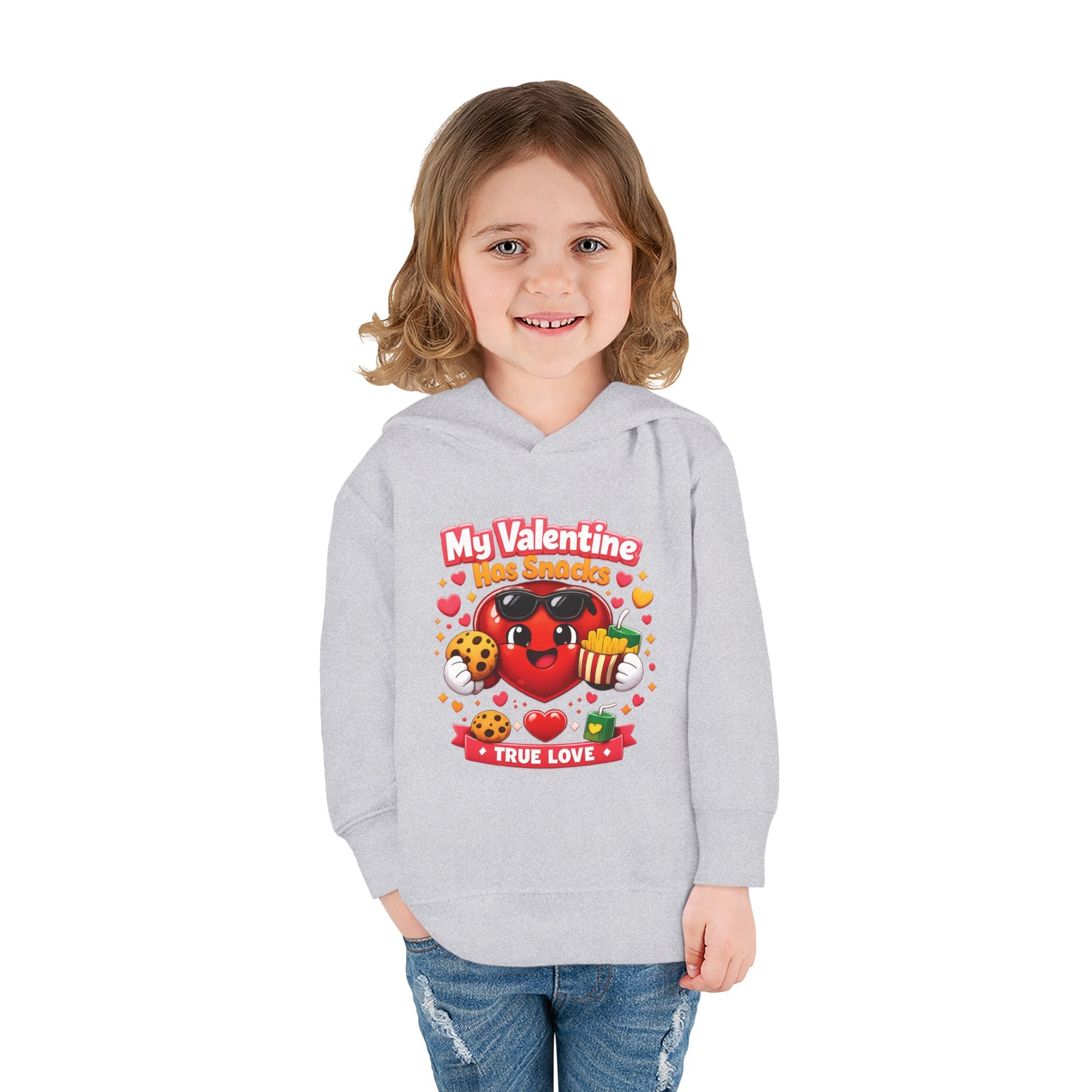 Toddler Valentine Hoodie — "My Valentine Has Snacks" Cute Kids Pullover