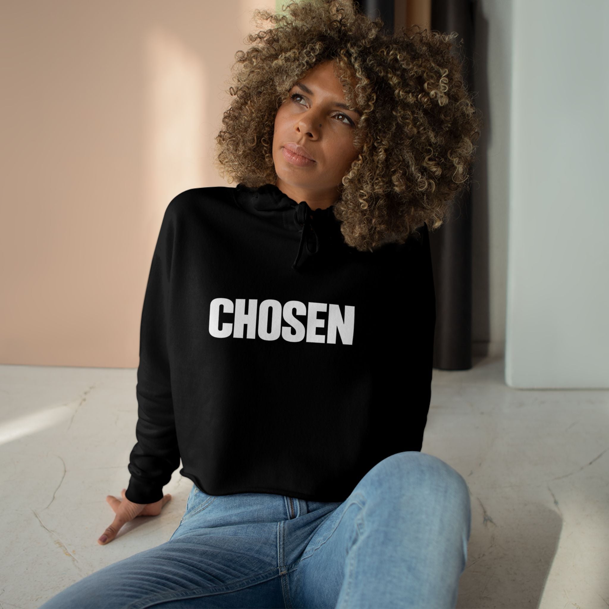 Chosen- Crop Hoodie — Inspirational Christian Streetwear