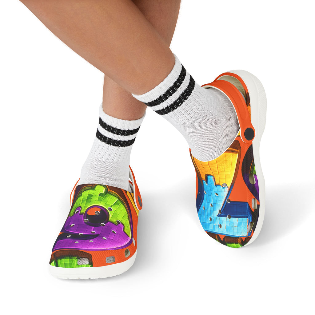 Kids Graffiti Number Clogs — Colorful EVA Foam Slip-Ons