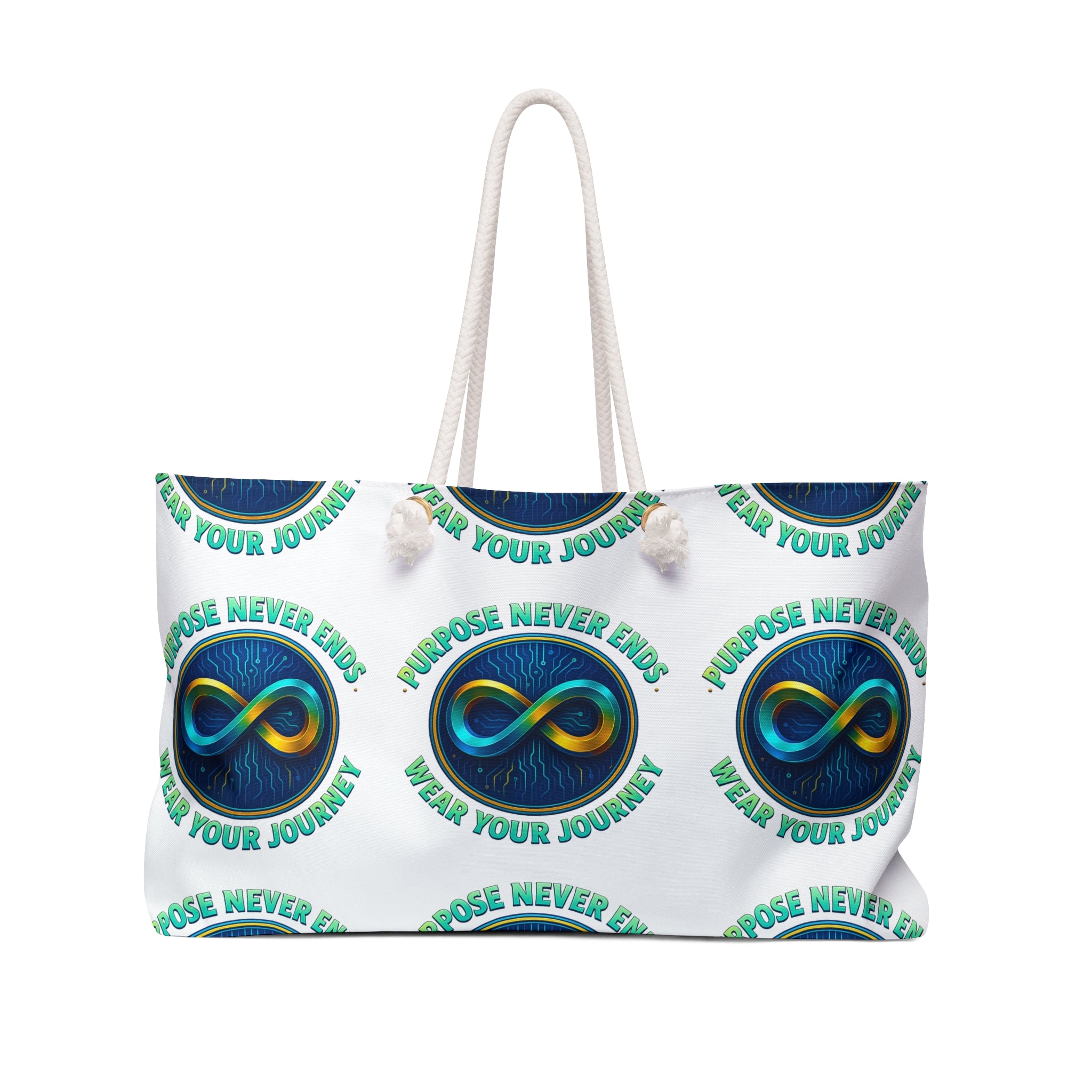 Weekender Bag — 'Purpose Never Ends, Wear Your Journey' Infinity Logo Travel Tote - The Blay Brand
