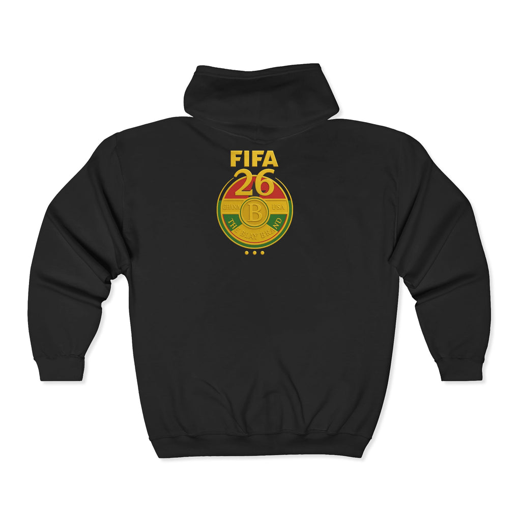 Ghana FIFA 2026 Gold Embossed Zip Hoodie — The Blay Brand Luxury Hoodie