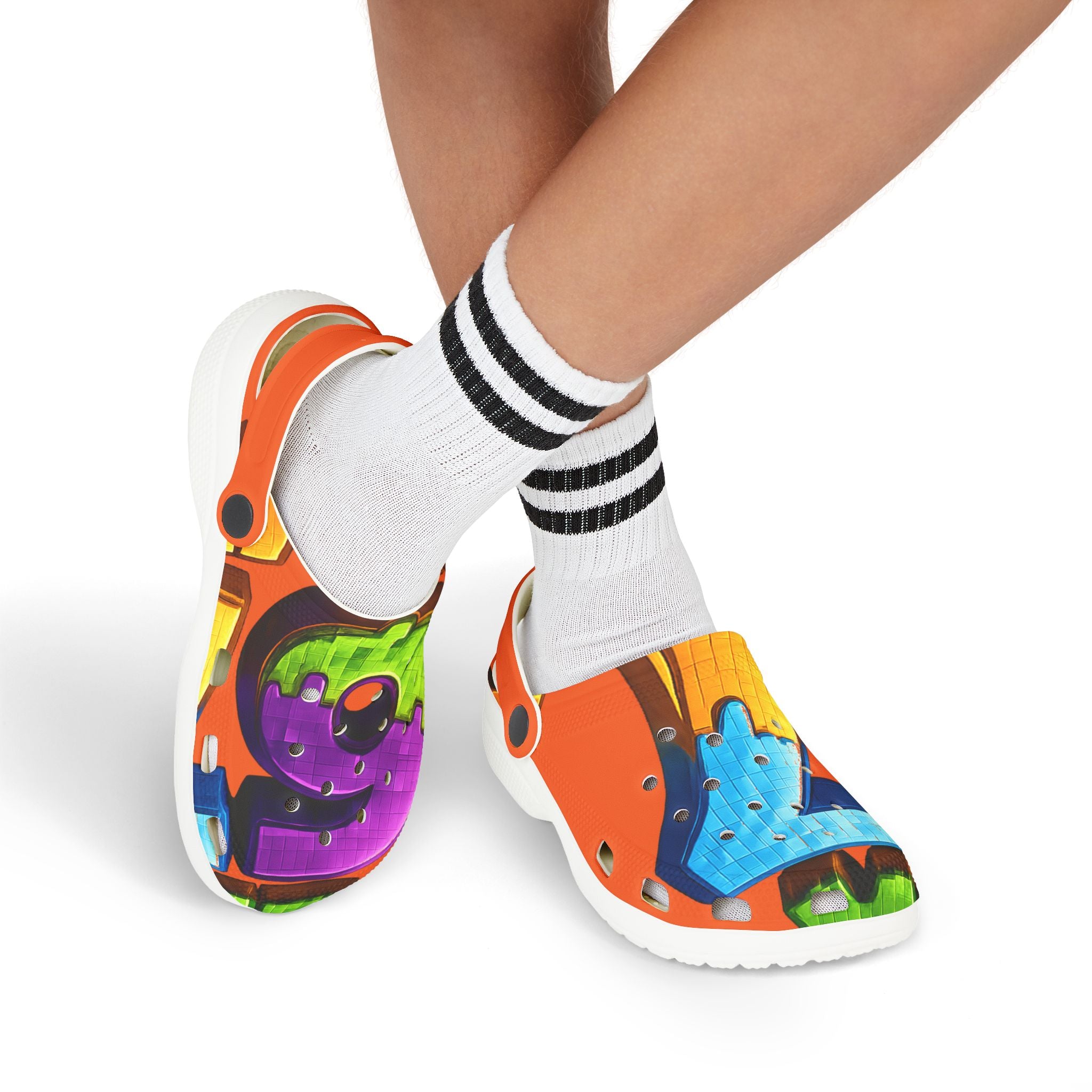 Kids Graffiti Number Clogs — Colorful EVA Foam Slip-Ons