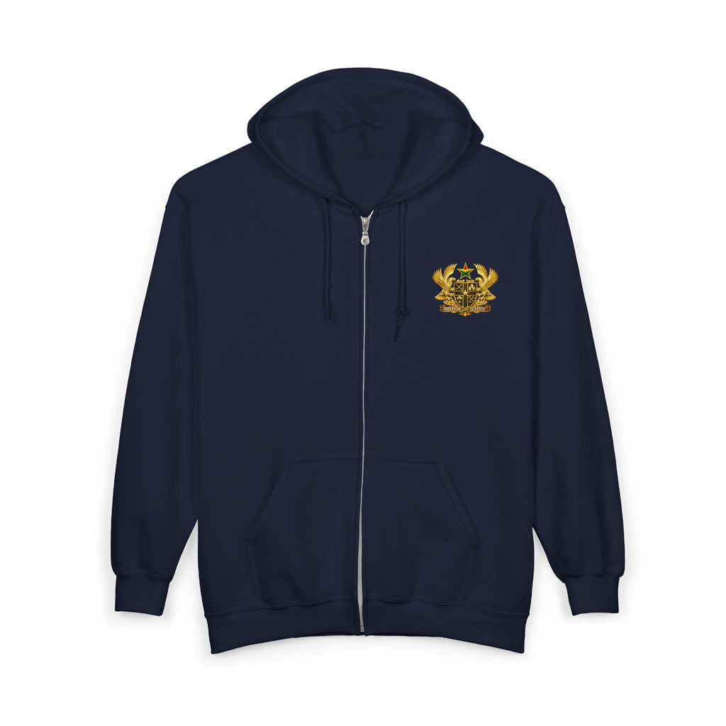 Ghana Gold Crest Zip Hoodie – Freedom and Justice Full-Zip Sweatshirt
