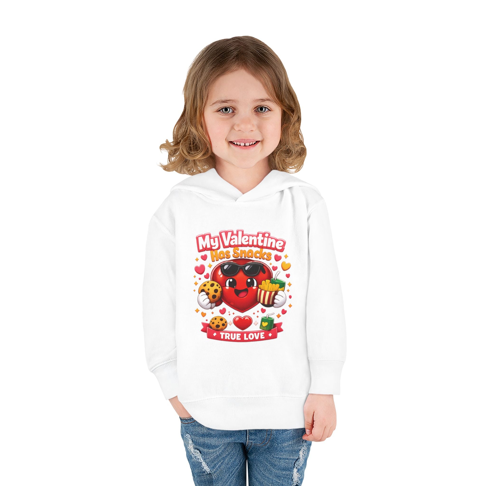 Toddler Valentine Hoodie — "My Valentine Has Snacks" Cute Kids Pullover