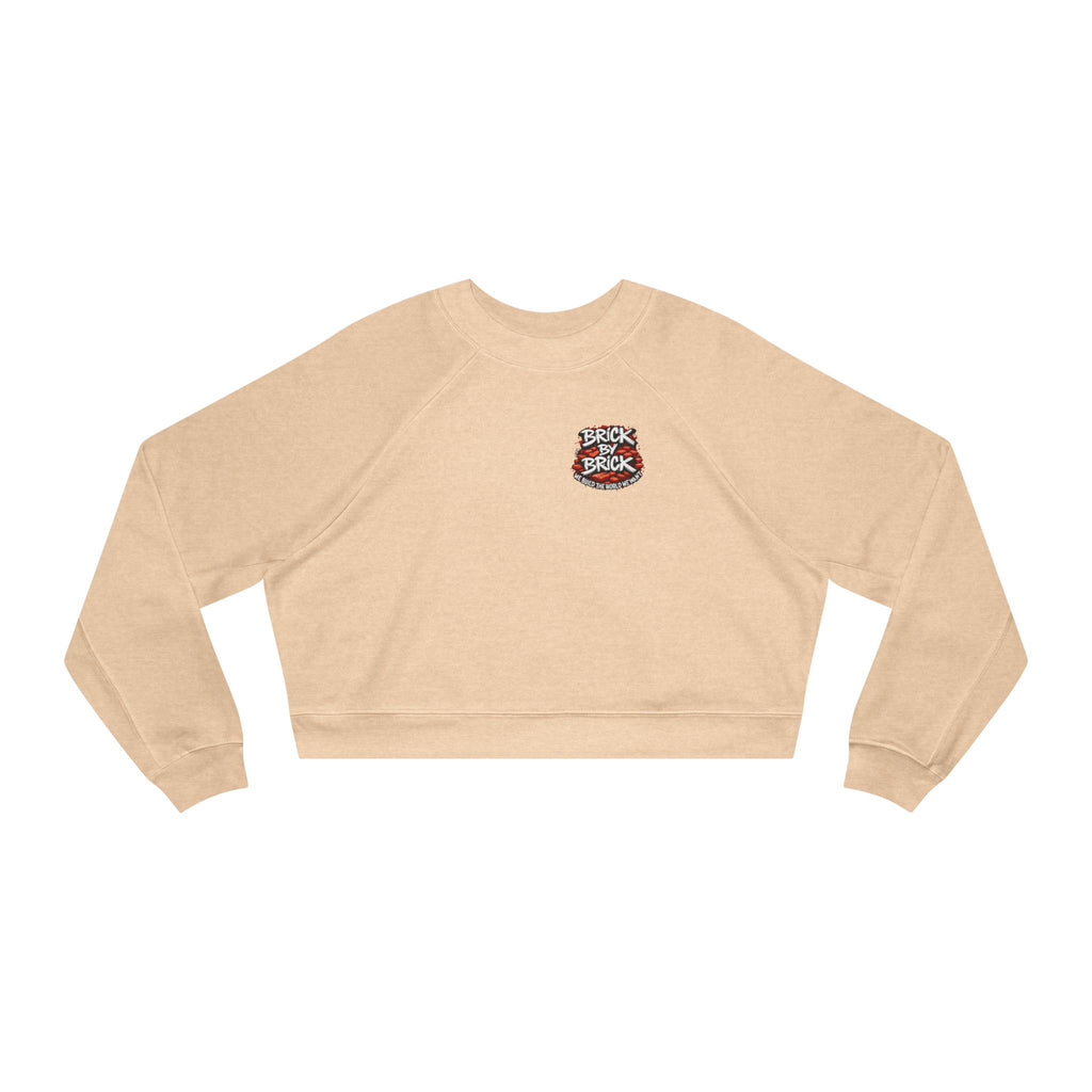 Cropped Pullover — "Brick by Brick" Motivational Graphic Crewneck