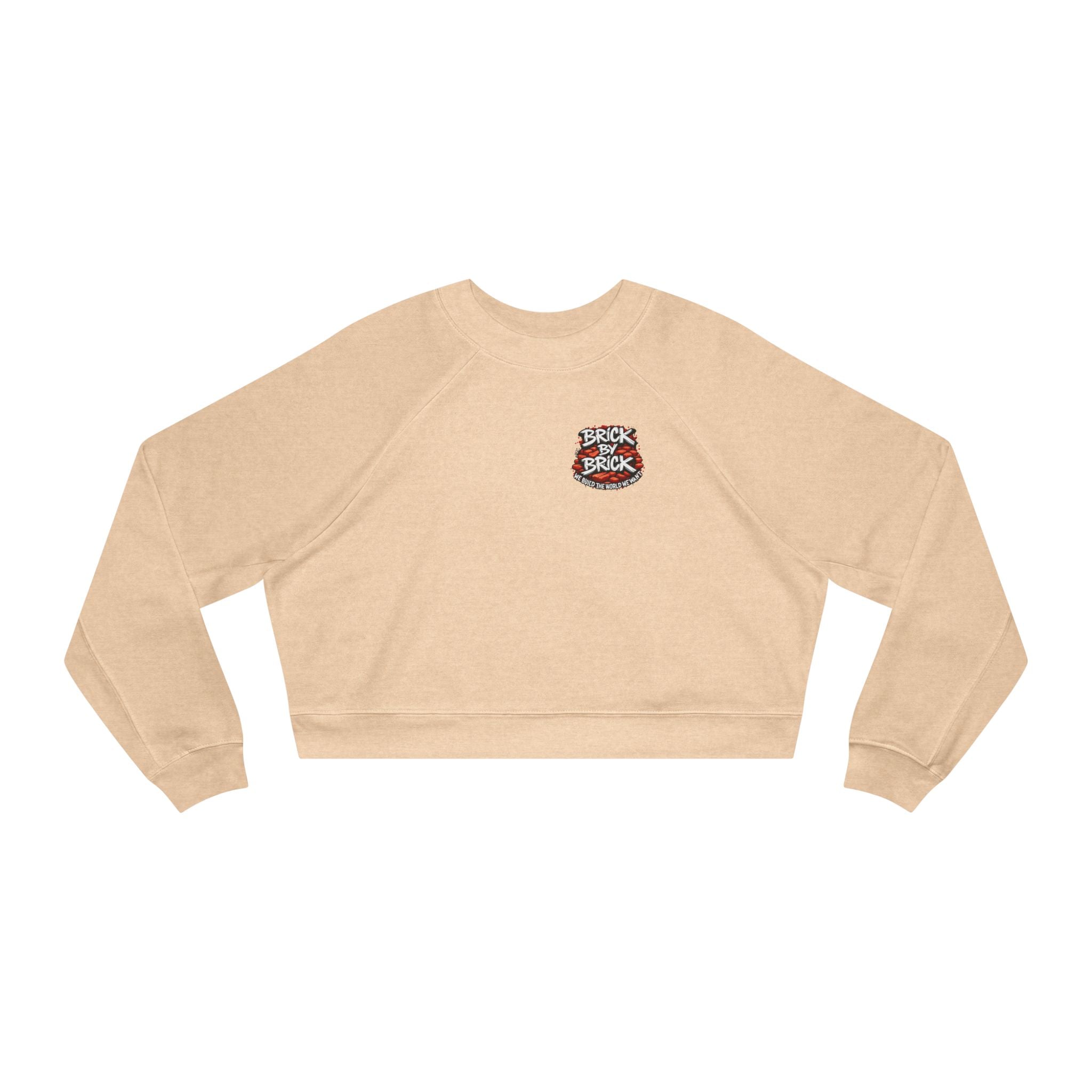 Cropped Pullover — "Brick by Brick" Motivational Graphic Crewneck