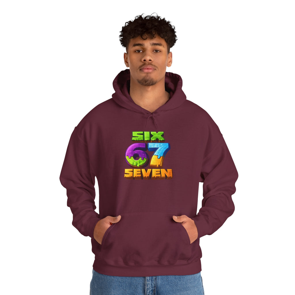 Hoodie — Colorful "Six 67 Seven" Graphic Hoodie (Gaming/Nature Vibe)