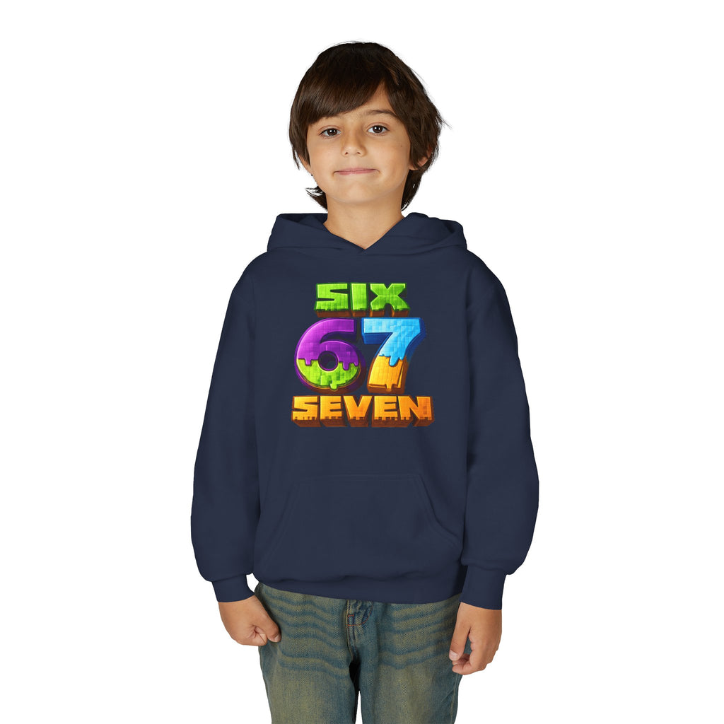 Youth Hoodie — Colorful "Six 67 Seven" Gamer Logo Pullover