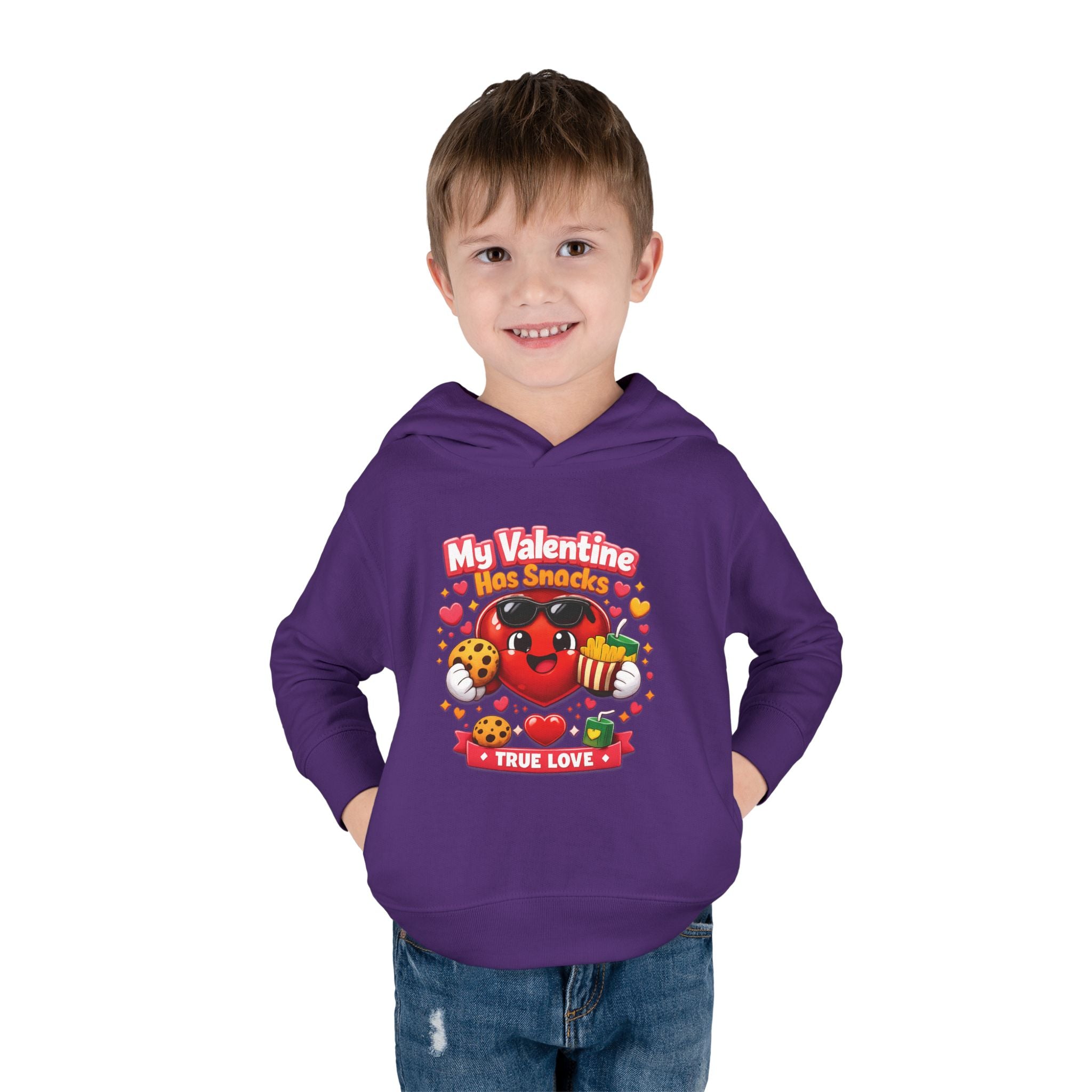 Toddler Valentine Hoodie — "My Valentine Has Snacks" Cute Kids Pullover