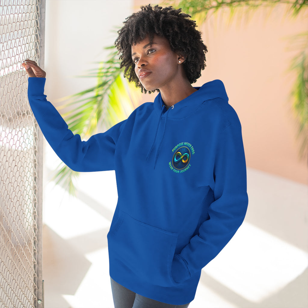 Infinity Emblem Hoodie — "Purpose Never Ends" Inspirational Fleece Hoodie- The Blay Brand