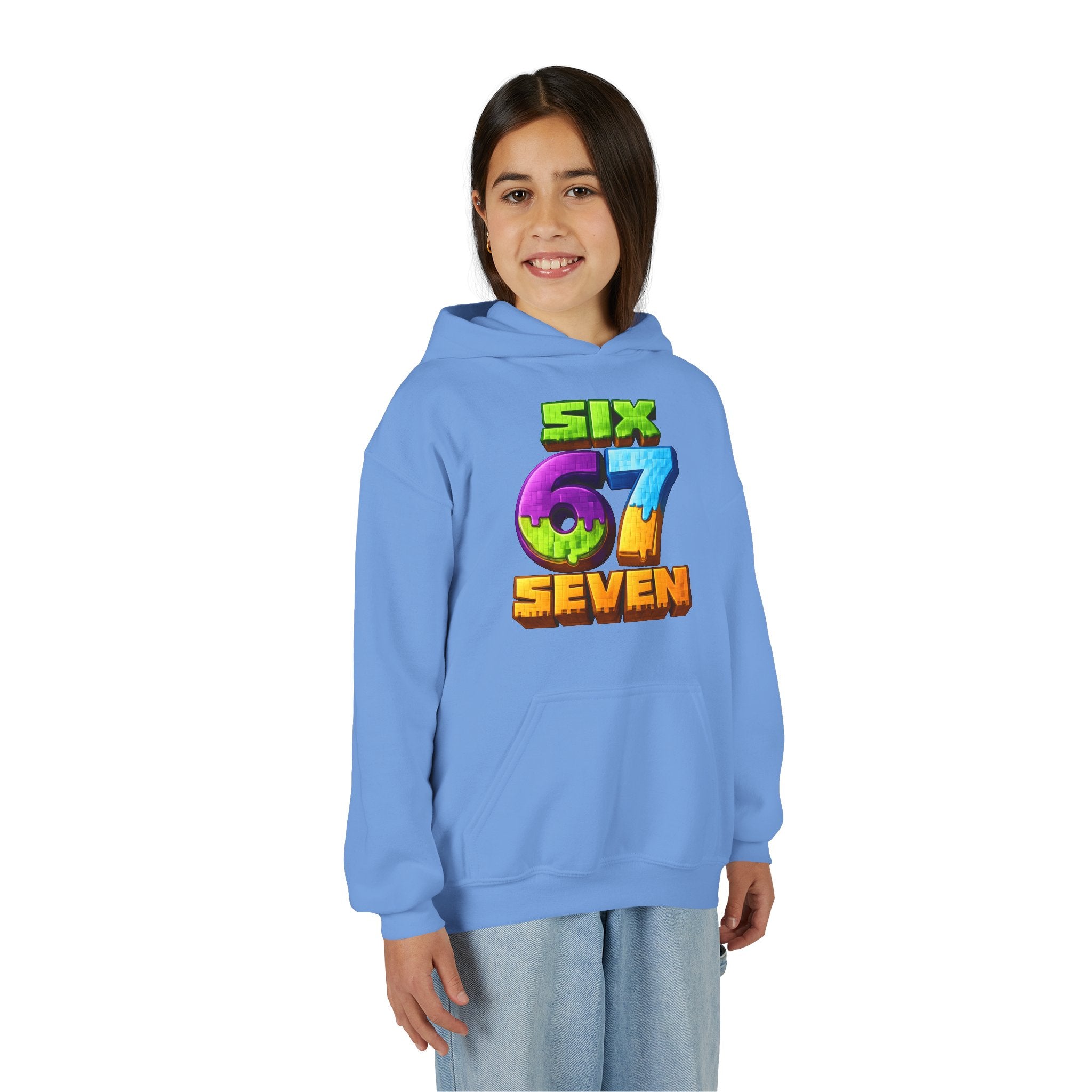 Youth Hoodie — Colorful "Six 67 Seven" Gamer Logo Pullover