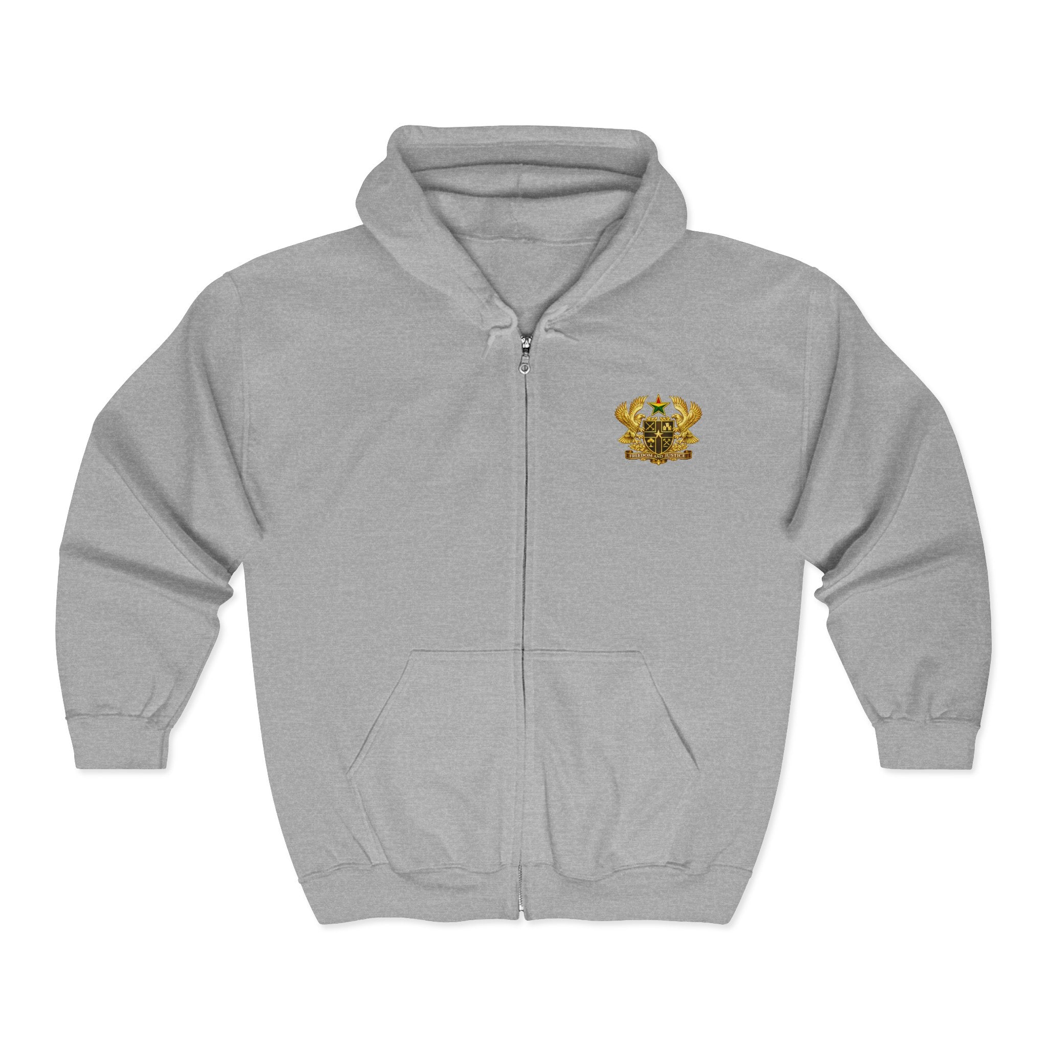 Ghana Gold Crest Zip Hoodie – Freedom and Justice Full-Zip Sweatshirt