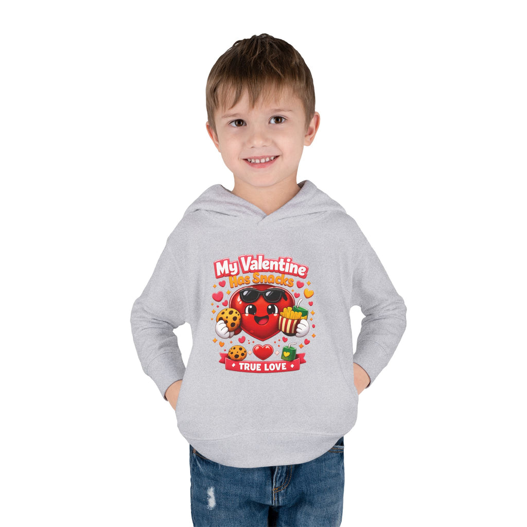 Toddler Valentine Hoodie — "My Valentine Has Snacks" Cute Kids Pullover
