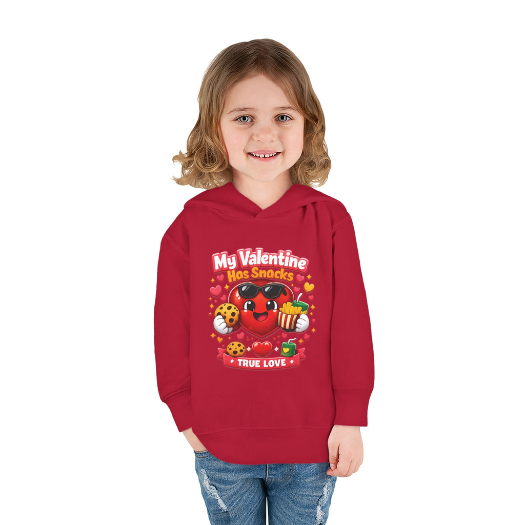 Toddler Valentine Hoodie — "My Valentine Has Snacks" Cute Kids Pullover
