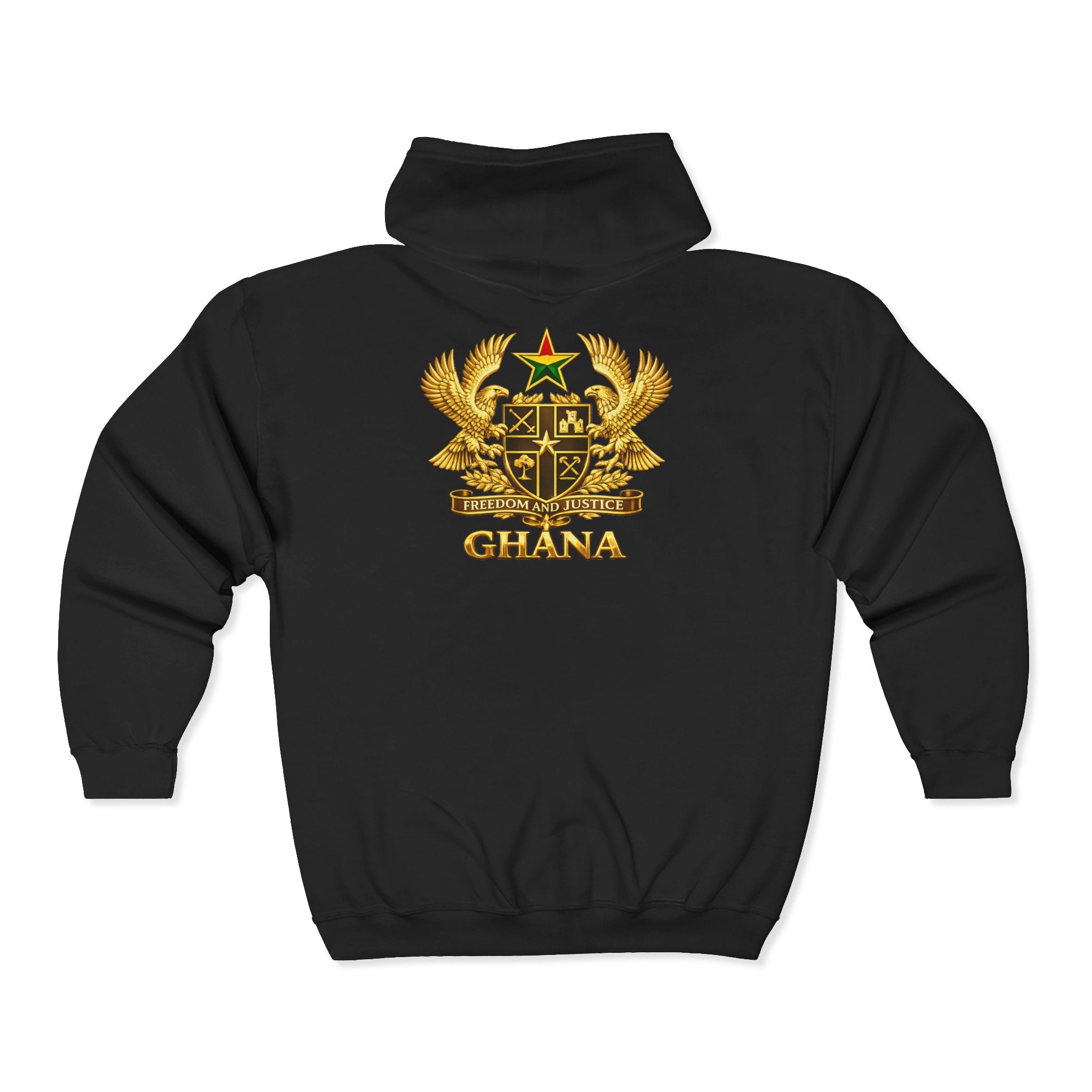Ghana Gold Crest Zip Hoodie – Freedom and Justice Full-Zip Sweatshirt