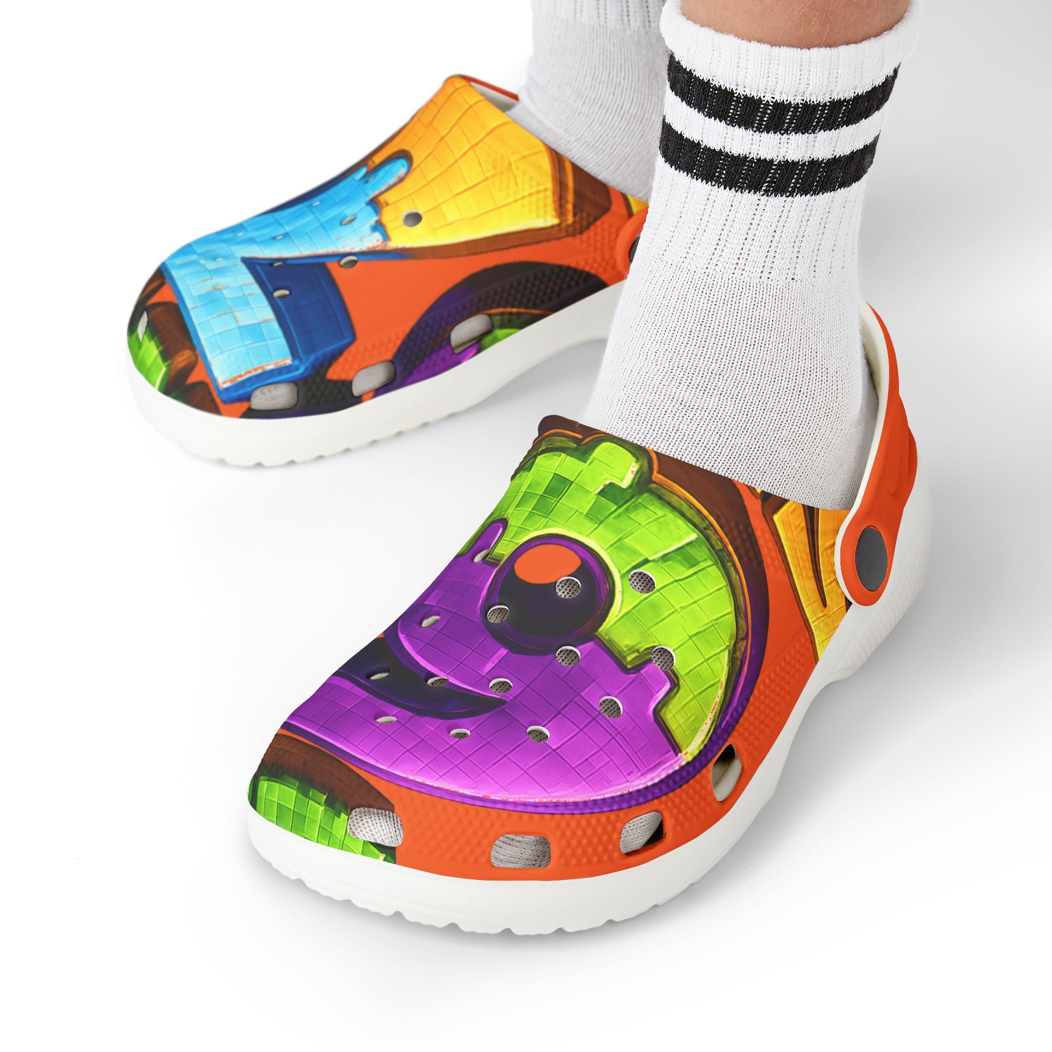 Kids Graffiti Number Clogs — Colorful EVA Foam Slip-Ons