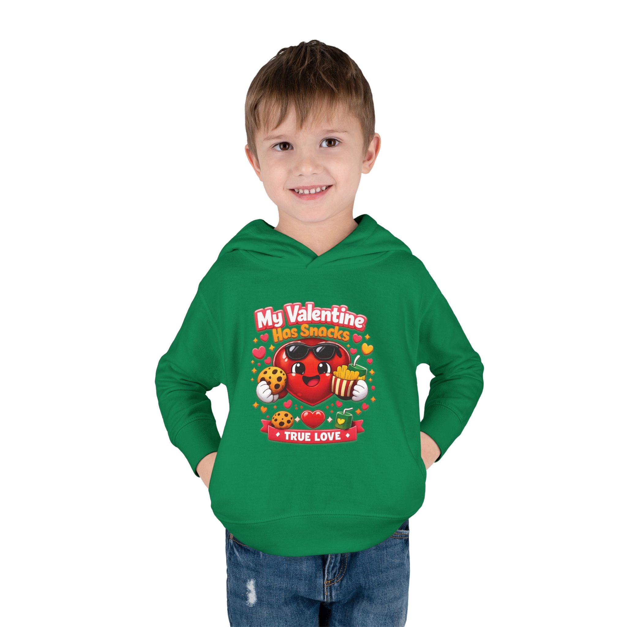Toddler Valentine Hoodie — "My Valentine Has Snacks" Cute Kids Pullover