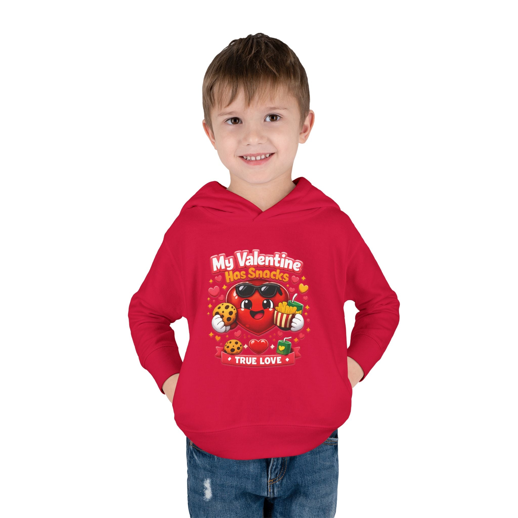 Toddler Valentine Hoodie — "My Valentine Has Snacks" Cute Kids Pullover